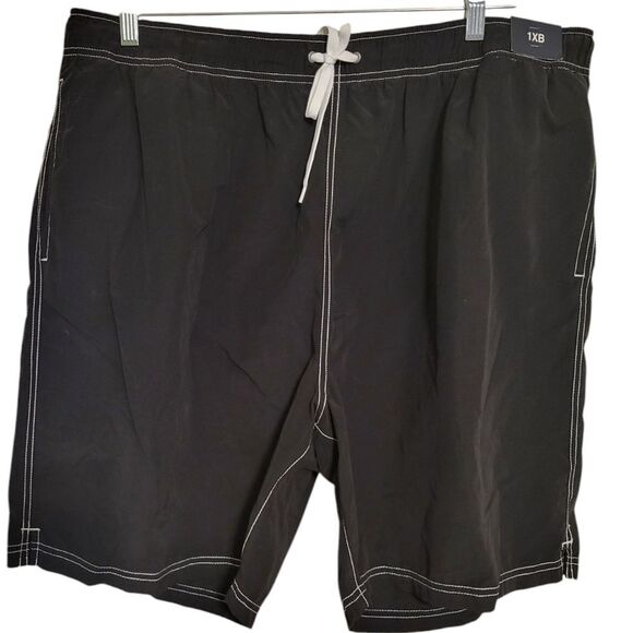 Roundtree & Yorke Big Man Black White Swimsuit Shorts, 1XB NEW W/TAG - Picture 1 of 8